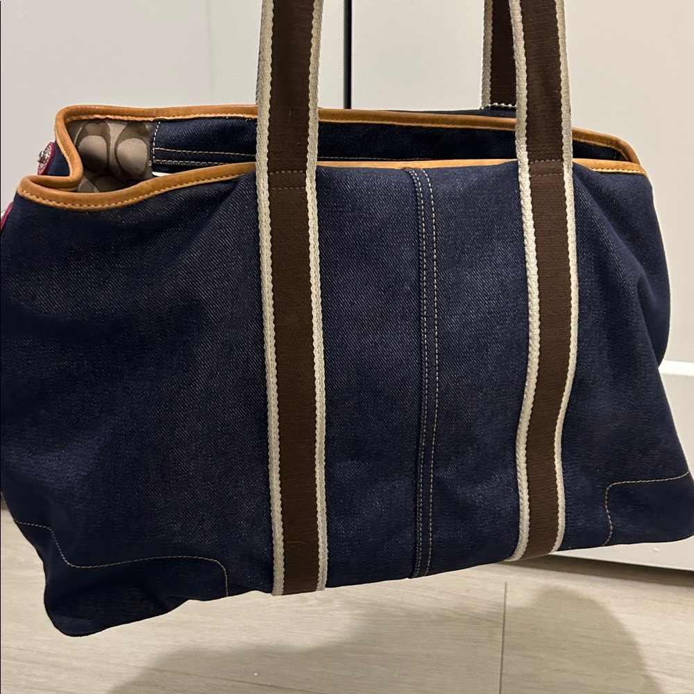 Coach Vintage Hampton Blue Denim Weekender Tote - Picture 13 of 16